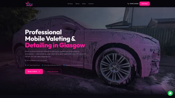 Stellar Valeting website screenshot